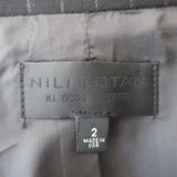 Nili Lotan Diane Pinstripe Blazer Black Stretch Wool Size 2 One-Button Jacket