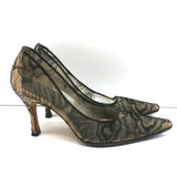 Rene Caovilla Lace Pumps Black Size 36.5 Pointed Toe Heels