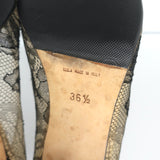 Rene Caovilla Lace Pumps Black Size 36.5 Pointed Toe Heels
