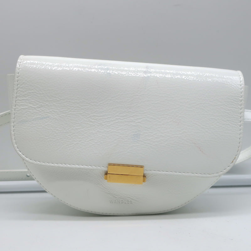 Wandler Anna Belt Bag White Patent Leather Small Crossbody