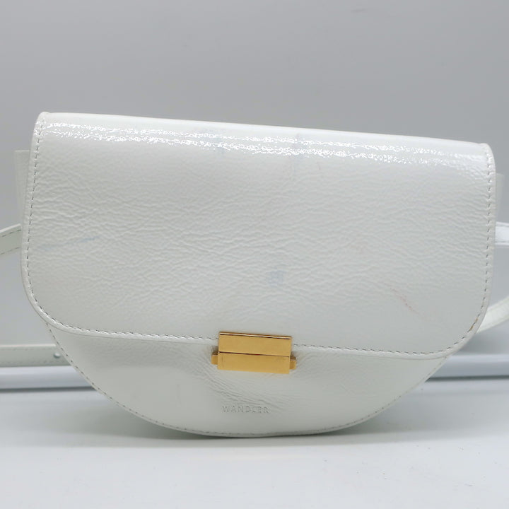 Wandler Anna Belt Bag White Patent Leather Small Crossbody