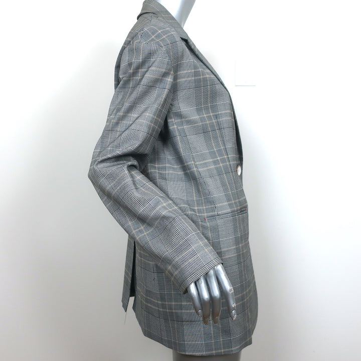 Tibi Oversize Blazer Jasper Gray Checked Wool-Blend Size 6 Two Button Jacket