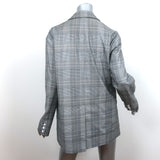 Tibi Oversize Blazer Jasper Gray Checked Wool-Blend Size 6 Two Button Jacket