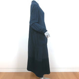 Tibi Asymmetric Midi Dress Navy Polka Dot Voile Size Medium Long Sleeve NEW