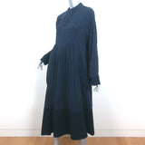 Tibi Asymmetric Midi Dress Navy Polka Dot Voile Size Medium Long Sleeve NEW