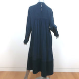 Tibi Asymmetric Midi Dress Navy Polka Dot Voile Size Medium Long Sleeve NEW