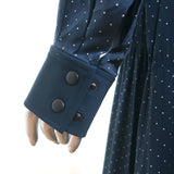 Tibi Asymmetric Midi Dress Navy Polka Dot Voile Size Medium Long Sleeve NEW