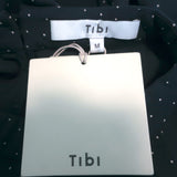 Tibi Asymmetric Midi Dress Navy Polka Dot Voile Size Medium Long Sleeve NEW