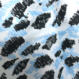 GANNI Leopard Print Top Blue Crispy Jacquard Size 34 Puff Sleeve Blouse NEW