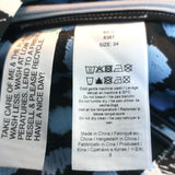 GANNI Leopard Print Top Blue Crispy Jacquard Size 34 Puff Sleeve Blouse NEW