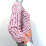 Line Cardigan Briallen Pink Metallic Crochet Size Medium V-Neck Sweater NEW