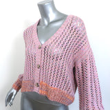 Line Cardigan Briallen Pink Metallic Crochet Size Medium V-Neck Sweater NEW