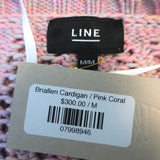 Line Cardigan Briallen Pink Metallic Crochet Size Medium V-Neck Sweater NEW