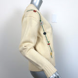 RE/DONE 50s V-Neck Cardigan Ivory Floral-Embroidered Knit Size Extra Small NEW