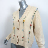 RE/DONE 50s V-Neck Cardigan Ivory Floral-Embroidered Knit Size Extra Small NEW
