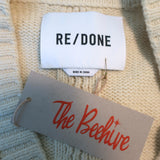 RE/DONE 50s V-Neck Cardigan Ivory Floral-Embroidered Knit Size Extra Small NEW