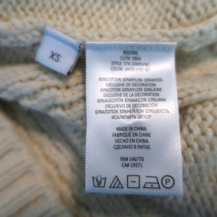 RE/DONE 50s V-Neck Cardigan Ivory Floral-Embroidered Knit Size Extra Small NEW