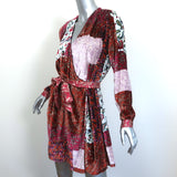 Forte_Forte Patchwork Wrap Dress Floral Print Velvet Size 0 Long Sleeve Mini