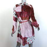 Forte_Forte Patchwork Wrap Dress Floral Print Velvet Size 0 Long Sleeve Mini