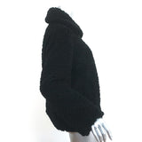 Apparis Tara Faux Shearling Jacket Black Size Medium Zip-Up Short Coat