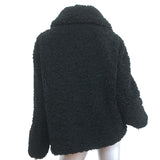 Apparis Tara Faux Shearling Jacket Black Size Medium Zip-Up Short Coat