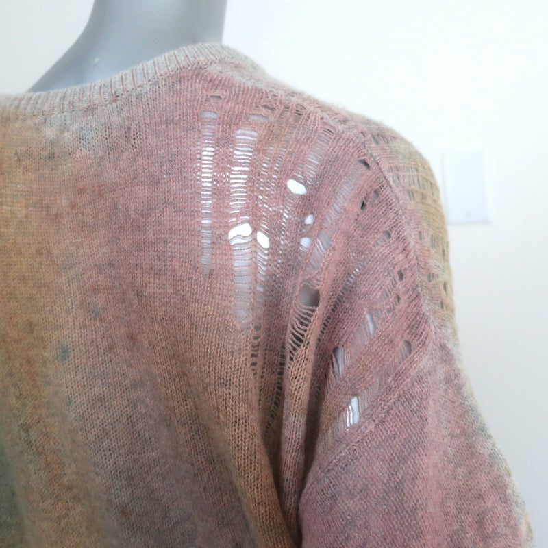 Raquel Allegra Distressed Sweater Pink/Multi Wool-Cashmere Knit Size 1