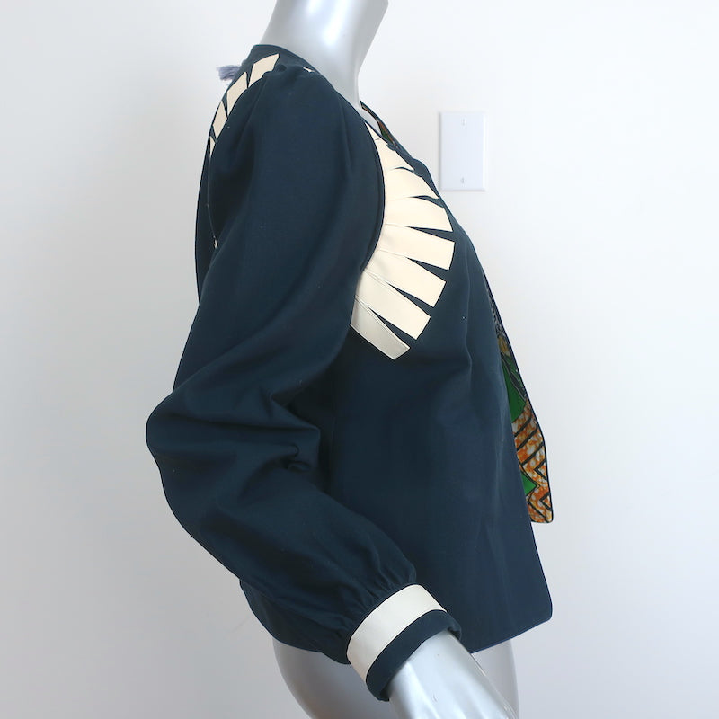 Alix of Bohemia Zoe Blazer Navy Cotton Size Medium Open-Front Jacket NEW