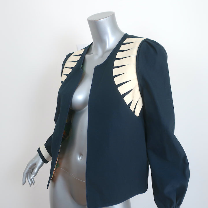Alix of Bohemia Zoe Blazer Navy Cotton Size Medium Open-Front Jacket NEW