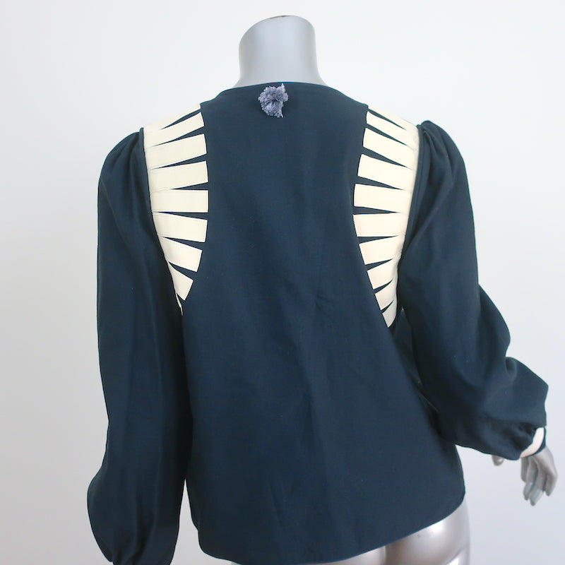Alix of Bohemia Zoe Blazer Navy Cotton Size Medium Open-Front Jacket NEW