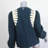 Alix of Bohemia Zoe Blazer Navy Cotton Size Medium Open-Front Jacket NEW