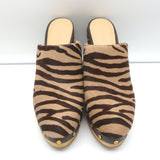 Veronica Beard Grita Clogs Tiger Print Calf Hair Size 10 High Heel Mules