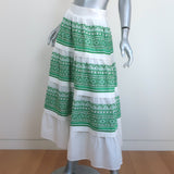 Maje Embroidered Tiered Maxi Skirt Jolipana White/Green Cotton Size 36 NEW