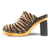 Veronica Beard Grita Clogs Tiger Print Calf Hair Size 10 High Heel Mules