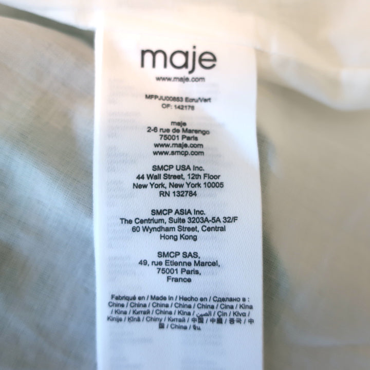 Maje Embroidered Tiered Maxi Skirt Jolipana White/Green Cotton Size 36 NEW