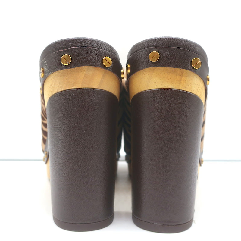 Veronica Beard Grita Clogs Tiger Print Calf Hair Size 10 High Heel Mules