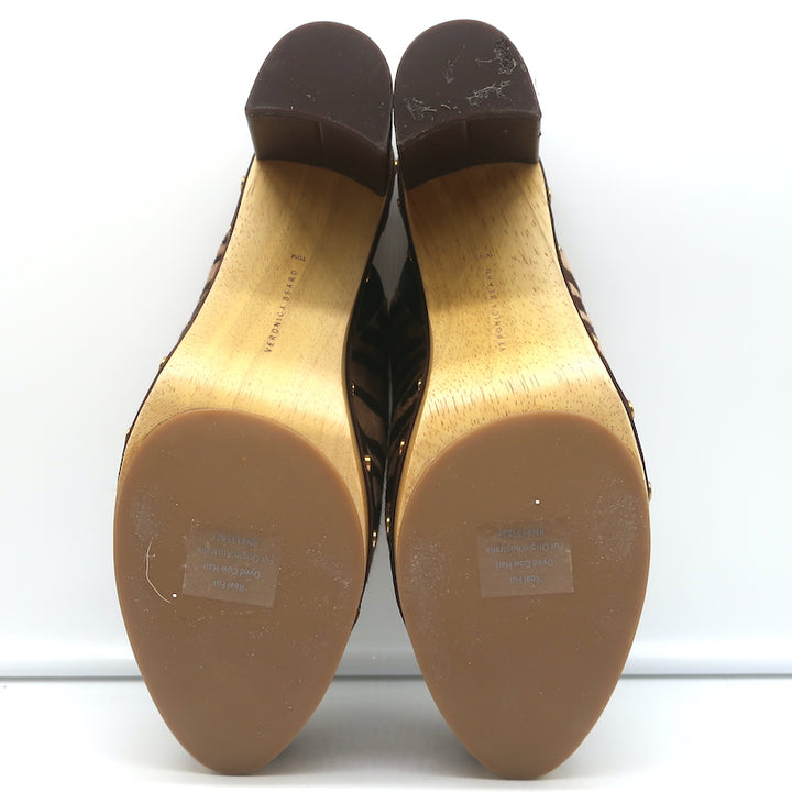 Veronica Beard Grita Clogs Tiger Print Calf Hair Size 10 High Heel Mules