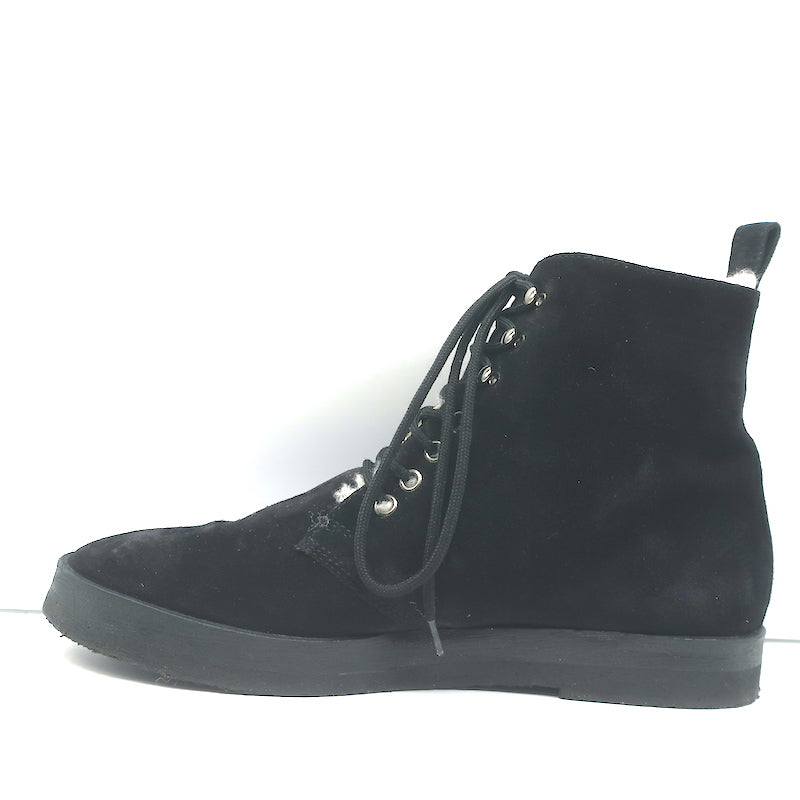 Jenni Kayne Canyon Shearling Ankle Boots Black Suede Size 41 Lace-Up Booties