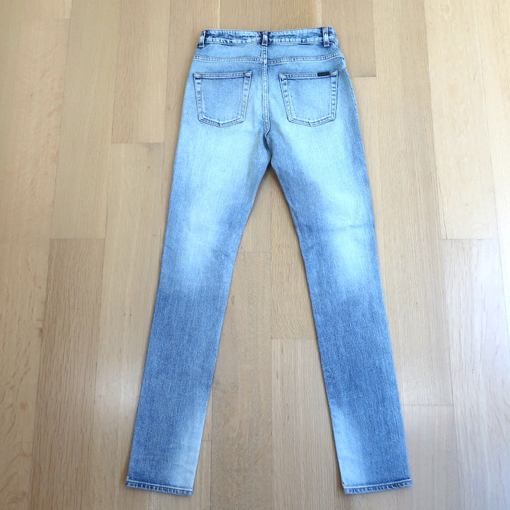 Saint Laurent High Waist Skinny Jeans Faded Blue Stretch Denim Size 25