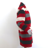 Isabel Marant Etoile Gabrie Coat Red/Gray Blanket Stripe Wool Boucle Size 36