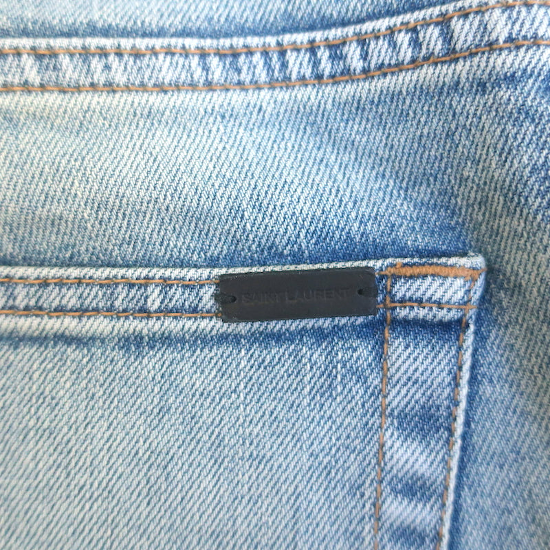 Saint Laurent High Waist Skinny Jeans Faded Blue Stretch Denim Size 25