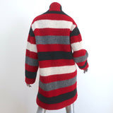 Isabel Marant Etoile Gabrie Coat Red/Gray Blanket Stripe Wool Boucle Size 36