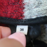 Isabel Marant Etoile Gabrie Coat Red/Gray Blanket Stripe Wool Boucle Size 36