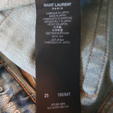 Saint Laurent High Waist Skinny Jeans Faded Blue Stretch Denim Size 25