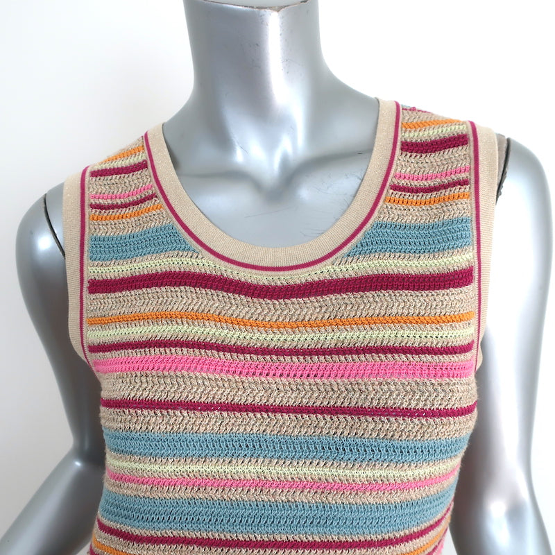 Chanel Resort 2011 Striped Lurex Knit Dress Beige/Multi Cotton Size 38
