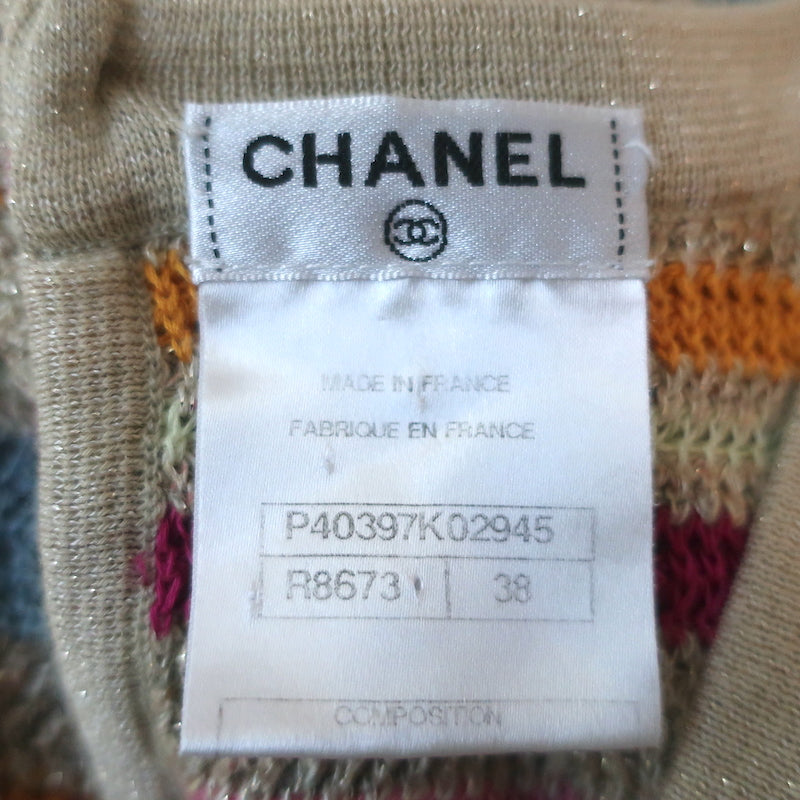 Chanel Resort 2011 Striped Lurex Knit Dress Beige/Multi Cotton Size 38 –  Celebrity Owned