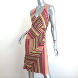 Missoni Dress Pink/Multicolor Paneled Striped Knit Size 40 Sleeveless V-Neck