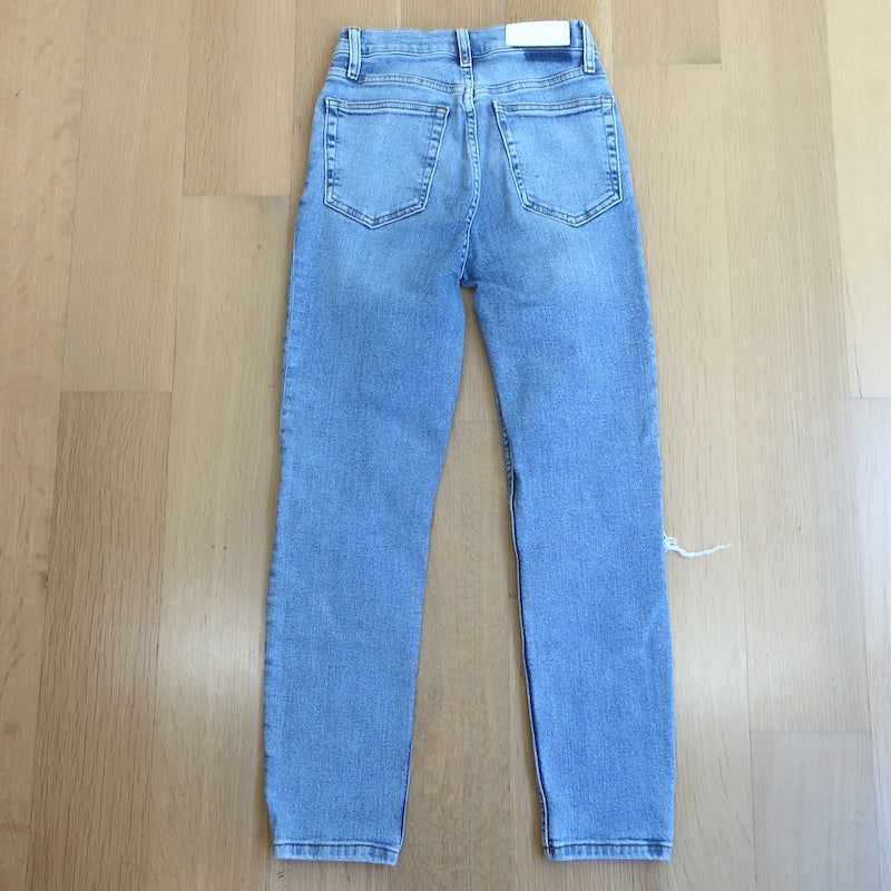 RE/DONE 90s High Rise Ankle Crop Jeans 60s Fade Destroyed Denim Size 25