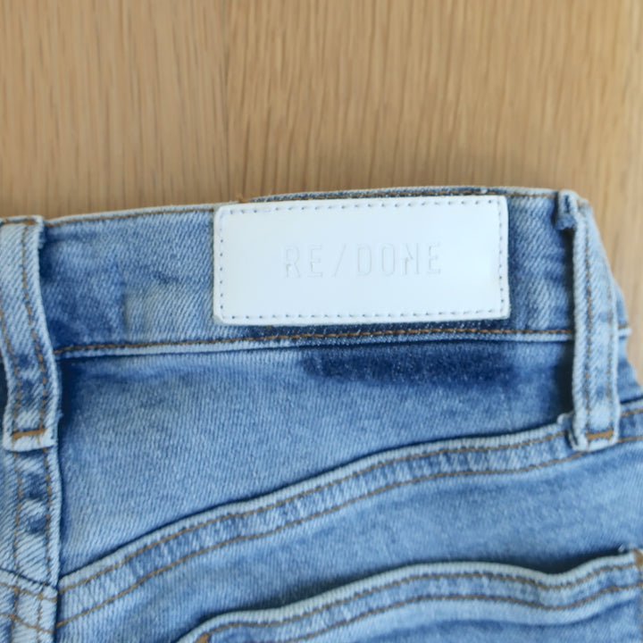 RE/DONE 90s High Rise Ankle Crop Jeans 60s Fade Destroyed Denim Size 25
