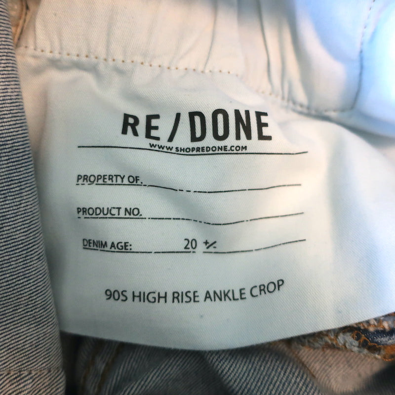 RE/DONE 90s High Rise Ankle Crop Jeans 60s Fade Destroyed Denim Size 25