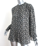Isabel Marant Blouse Daws Black/White Metallic Fil Coupe Size 38 Long Sleeve Top